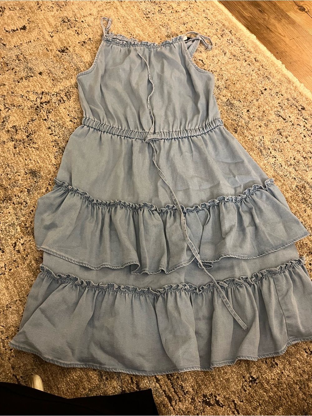 Bar III Light Blue Tiered Ruffle Mini Dress